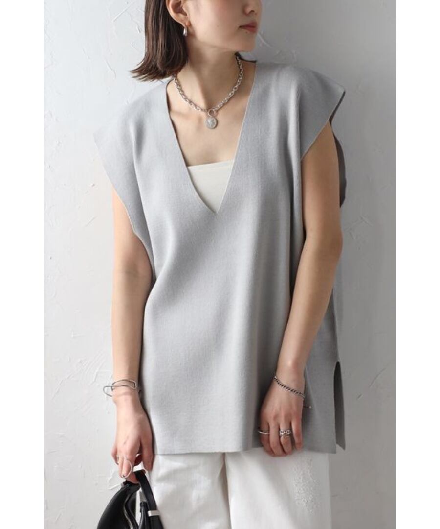 サマーニットVネックボクシーベスト【t-10955】.