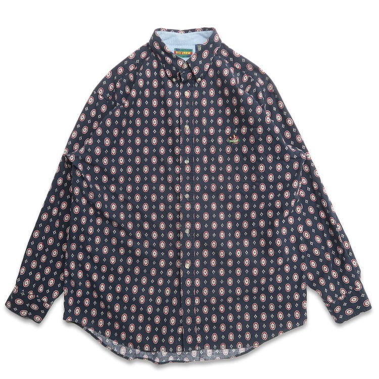 No.609 VINTAGE ヴィンテージ 古着 総柄シャツ 長袖 ペイズリー柄 古着 70s Joe Namath by Arrow 西洋 壁画 総柄 アート 開襟 ナイロン