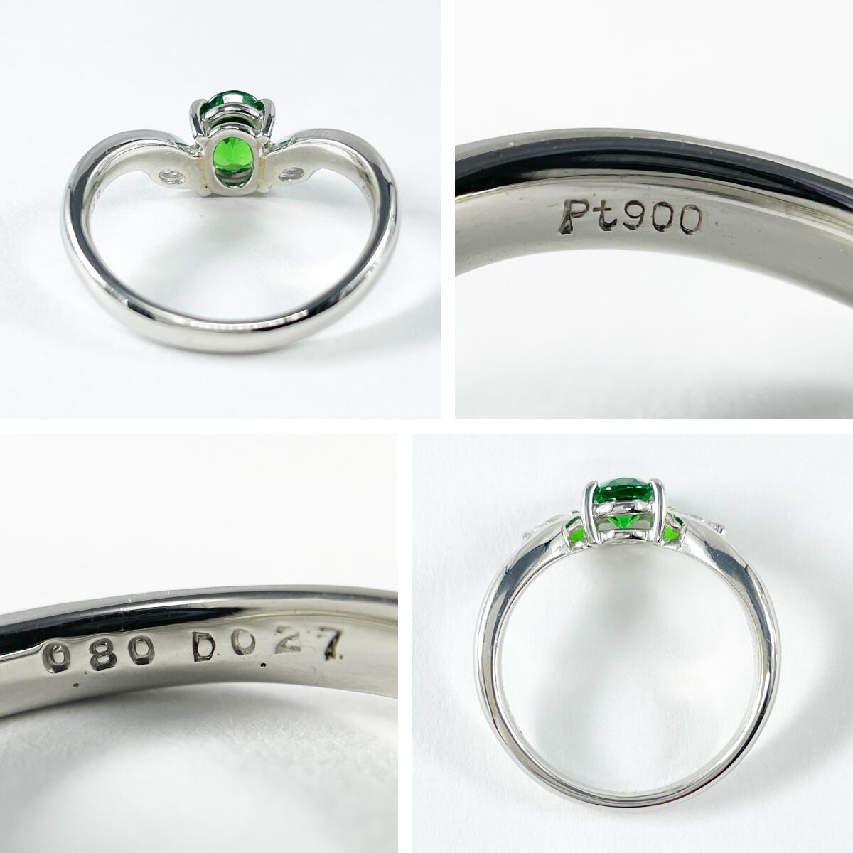 Pt900 天然ガーネット 0.80ct 天然ダイヤモンド 0.27ct リング