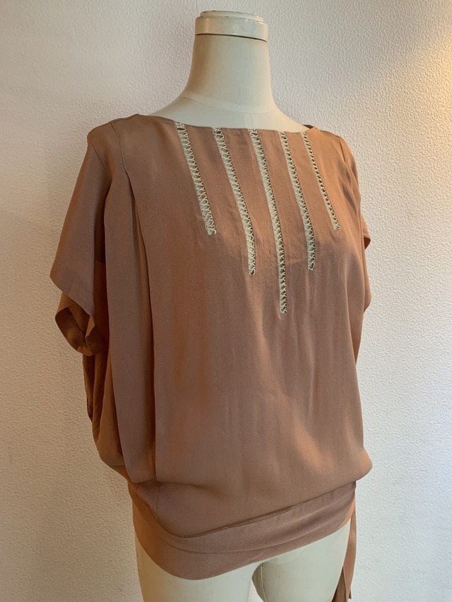 1980's Asymmetry Design French Sleeve Blouse