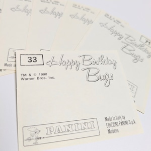 ☆送料無料!☆ VINTAGE 1990 【 Looney Tunes / ルーニー・テューンズ 】 Happy Birthday Bugs ステッカーパック / バッグス・バニー生誕50周年記念 /トレーディングステッカー 単品 (1個=6STICKER入)〚アメリカン雑貨 アメトイ〛