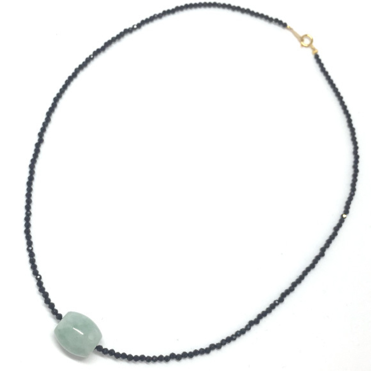 ブラックスピネルチェーンでかっこよく！ A貨翡翠 jd_ne1087