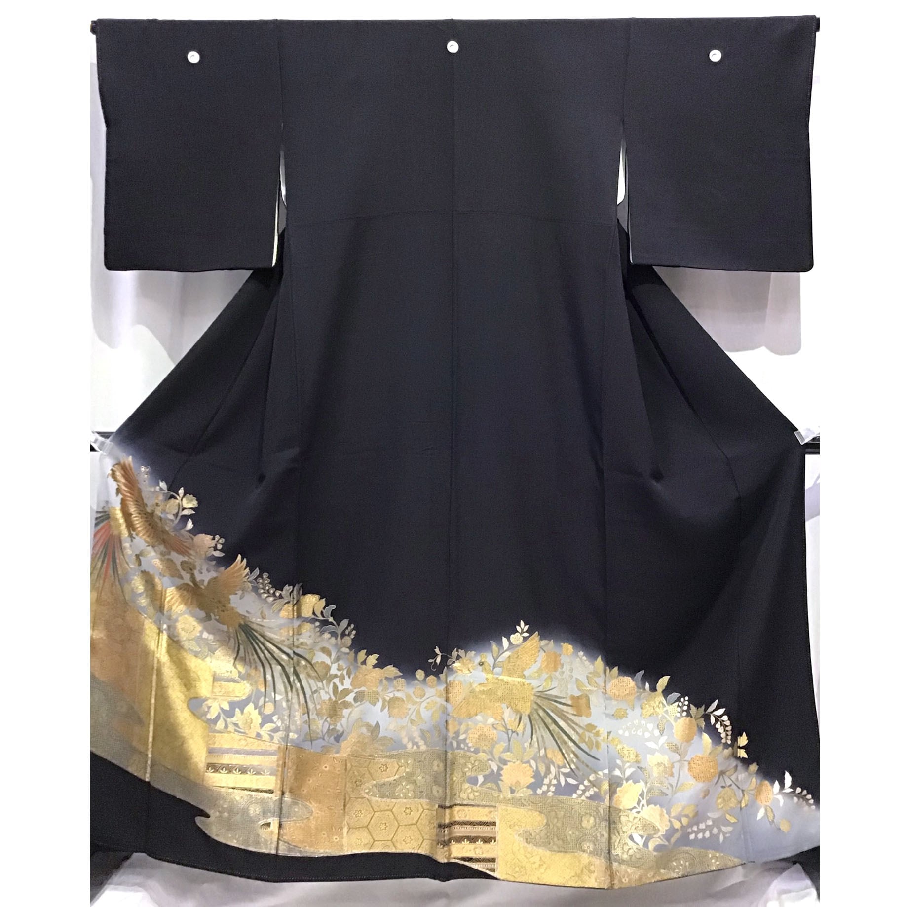正絹・黒留袖・着物・五つ紋・No.180609-24・梱包サイズ60