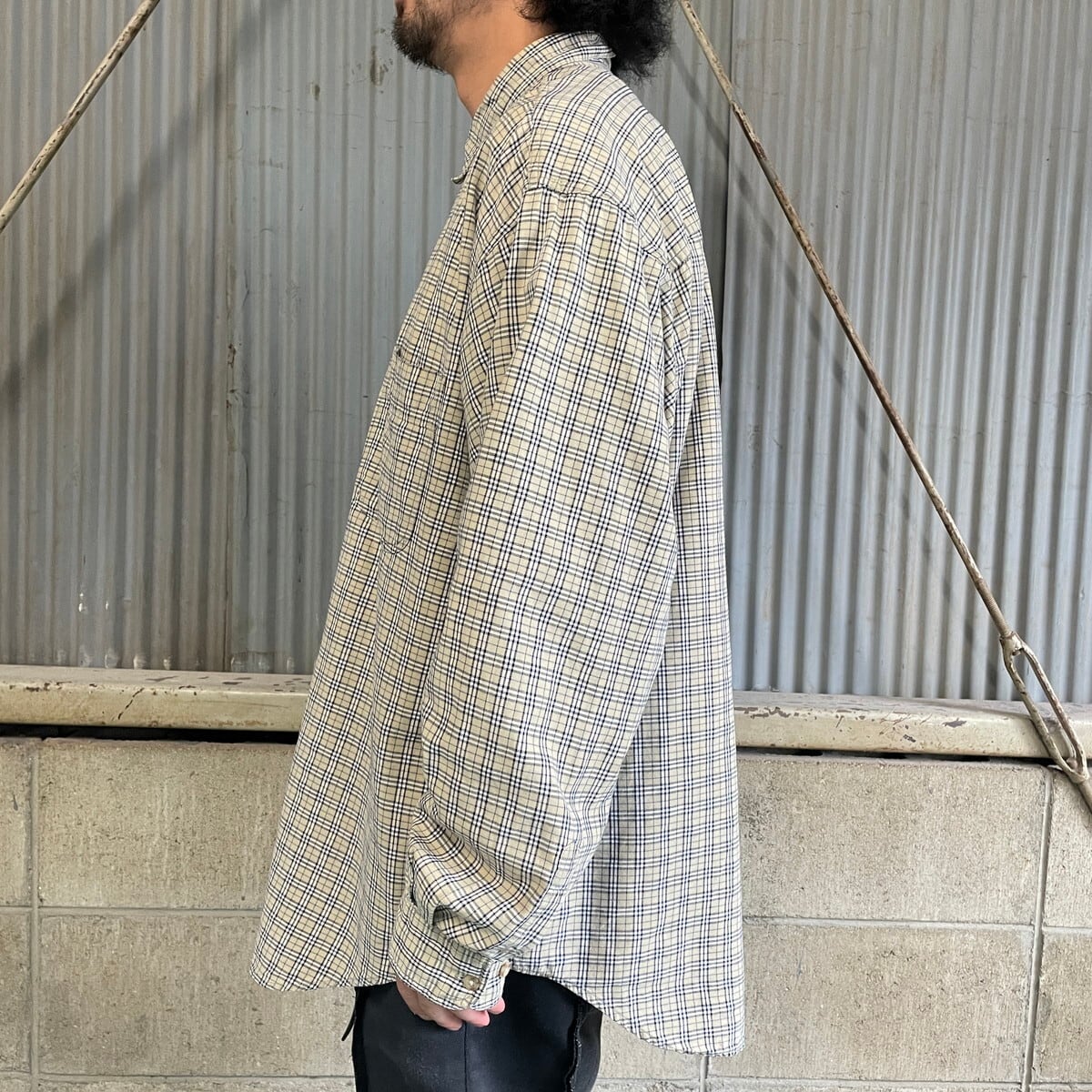 古着 【お得なクーポン配布中!】 90s エディーバウアー チェック ウール シャツ メンズ L / 古着 オールド 黒タグ アウトドア 長袖シャツ ポケット付き マルチカラー 総柄 80～90年代 エディーバウアー Eddie Bauer チェック柄 ウール
