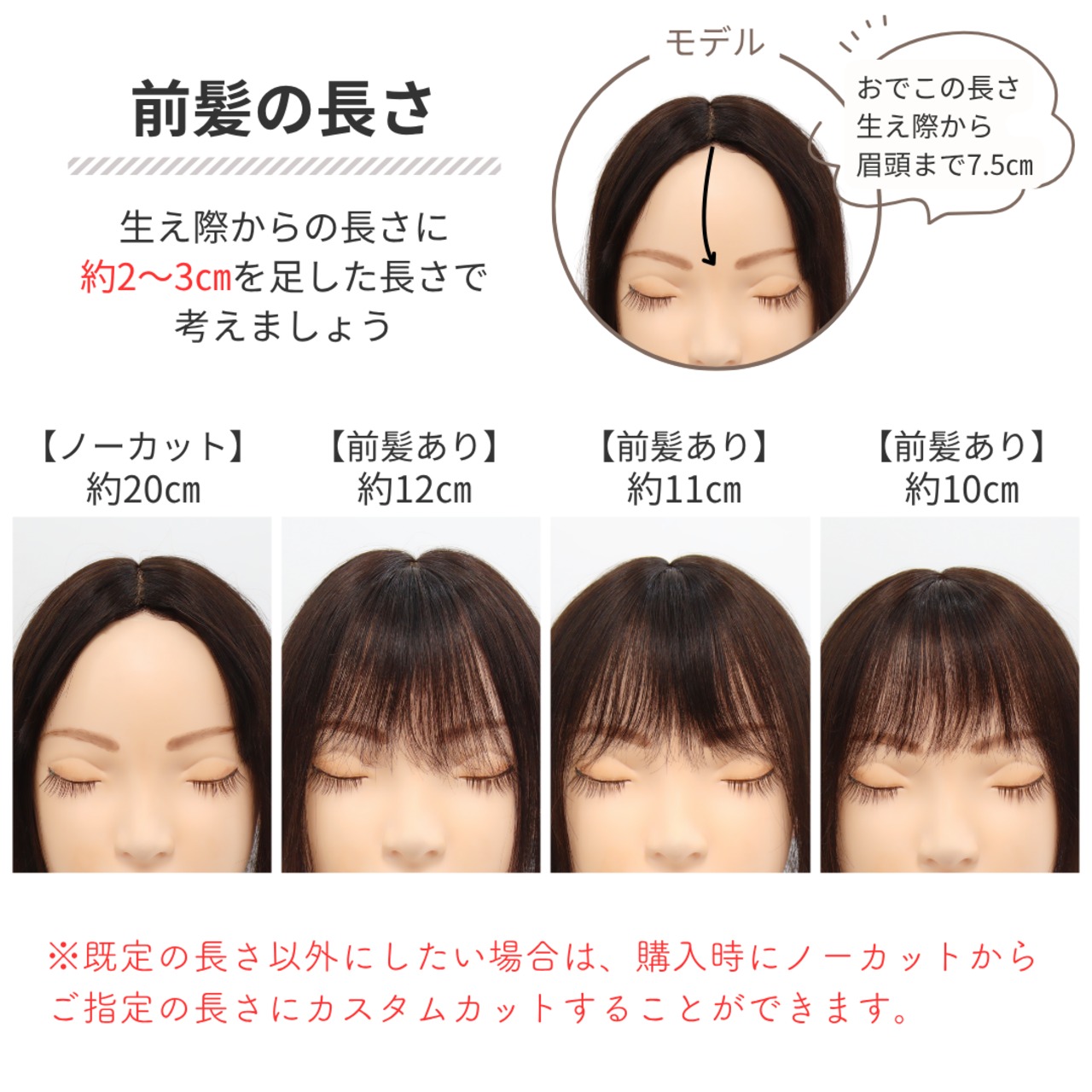 【医療用ウィッグ】 人毛100% ちょこカバウィッグ T型 |フル卒 部分ウィッグ 前髪・こめかみの薄毛カバー 部分ウィッグ【前髪側8cm分け目4cm×10cm】