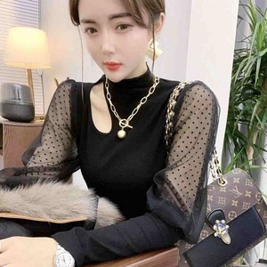 【送料無料】レディース トップス チュールスリーブ ドット アウトカット 長袖 大人可愛い ママコーデ ママファッション 韓国 オルチャンファッション 人気 トレンド 新作 20代 30代 40代 きれいめ レトロ シンプル お出かけ デート おしゃれ 通勤 通学 オフィス OL デイリー 普段着 ラフ カジュアル フェミニン シック ゆったり 体型カバー 着痩せ 着回し インスタ映え 春 秋 冬 CO2901