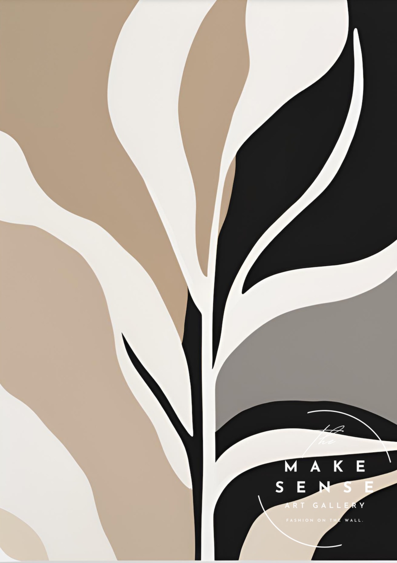 Botanical Abstraction｜モノトーンで魅せる抽象植物アートポスター｜静けさと洗練が調和する北欧モダンスタイルの上質インテリアにA3ポスター