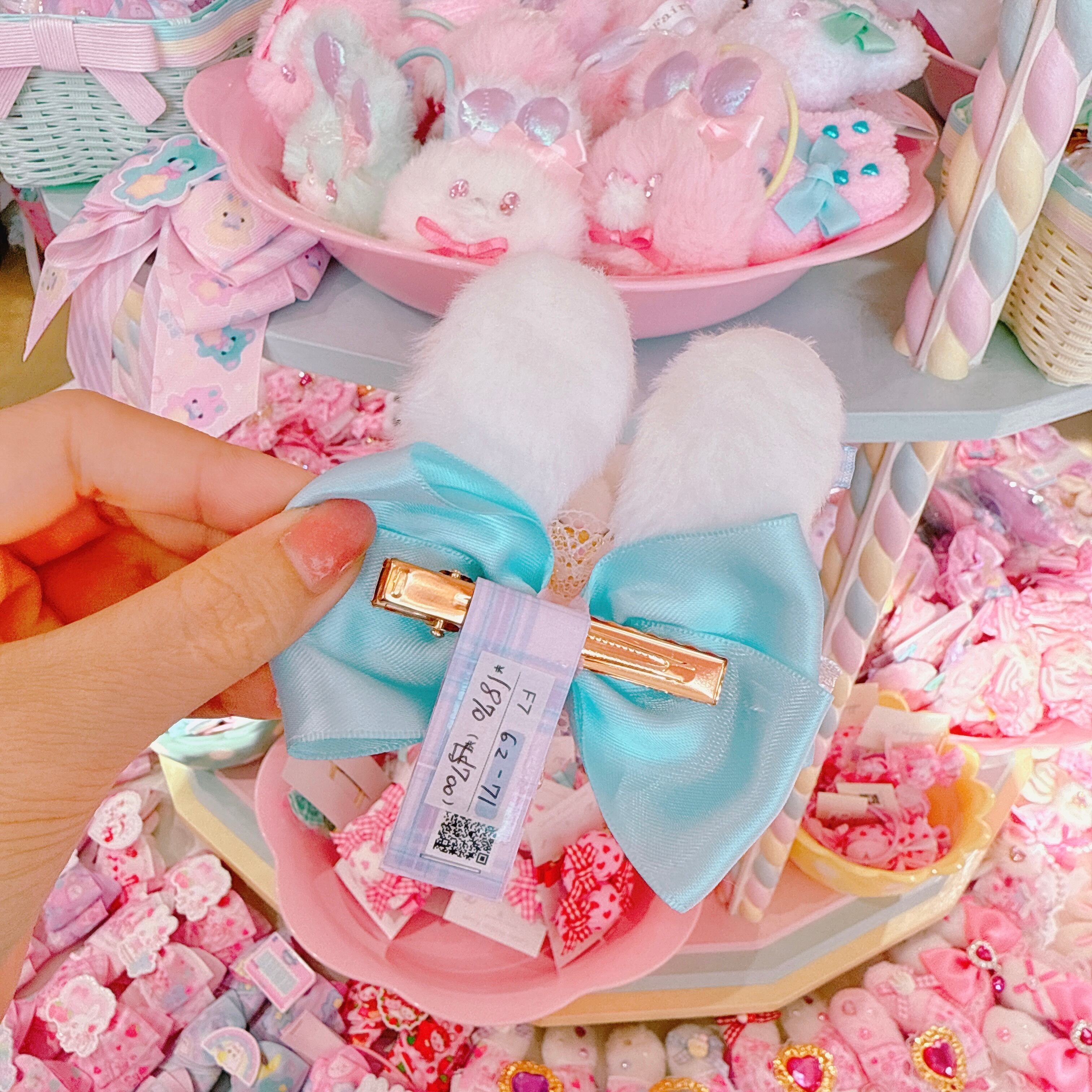 【F7】62-71うさ耳リボンヘアクリップ