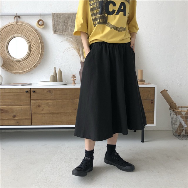 ウエストゴムAラインスカート / 2カラー