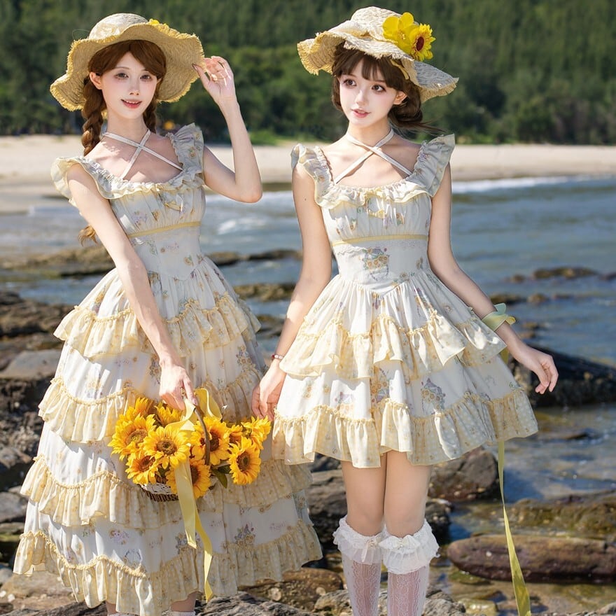陽だまりの花園 フリルと花柄のフレンチガーリーな夏ワンピース5点