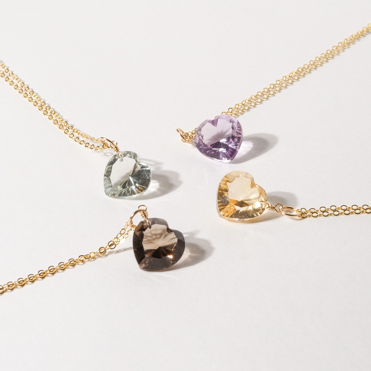 【グリーンアメシスト】ハート 14kgfネックレス