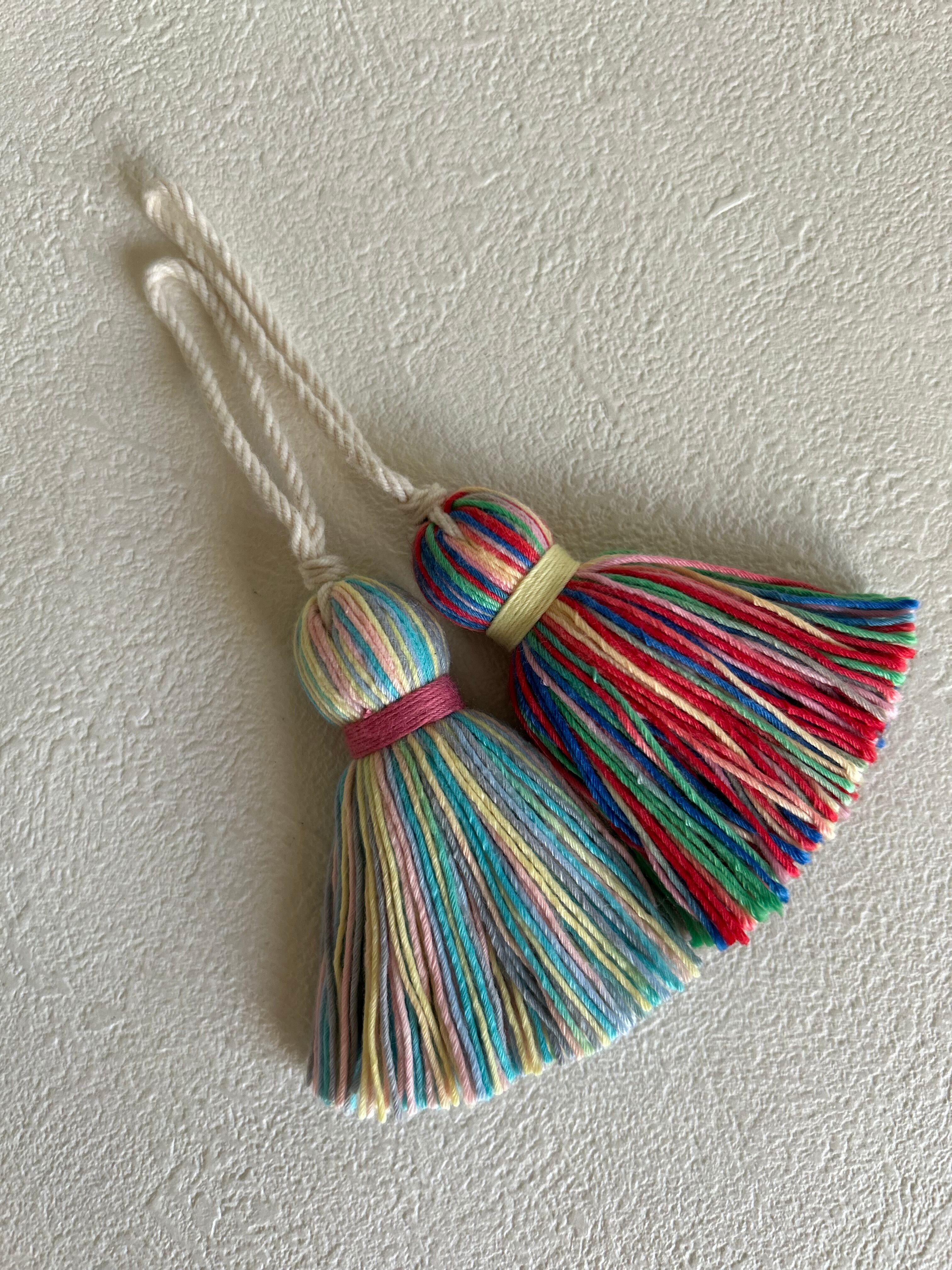 輸入デザインタッセル マルチカラー/マルチカラーパステルカラー 6.5cm カルトナージュ バッグチャーム インテリアタッセル 撮影小物 インテリア小物