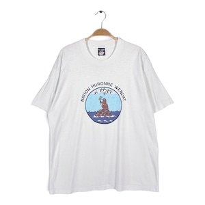 90s ビーバー カナダ製 ヴィンテージ Tシャツ カナダ先住民族紋章 ヒューロンウェンダット スクリーンスターズ ホワイト シングステッチ サイズXL BZ0595