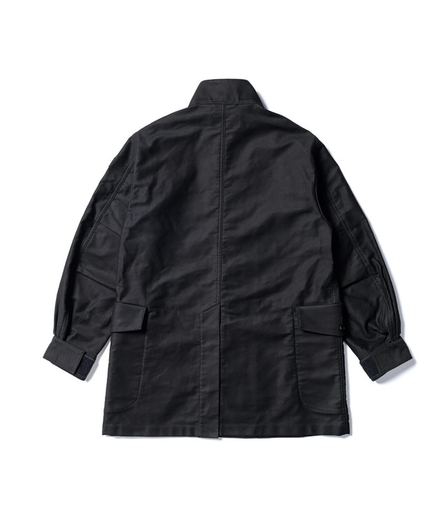 STAND COLLAR OVER COAT with WAPPEN (BLACK) / GERUGA | Cross Road Blues