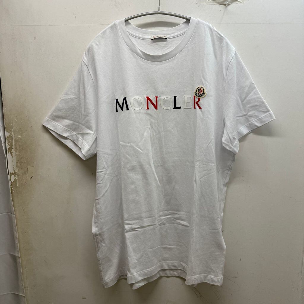 MONCLER ラインストーン ロゴ Tシャツ ホワイト M モンクレール MONCLER 半袖 Tシャツ ラインストーン×ホワイト Mサイズ