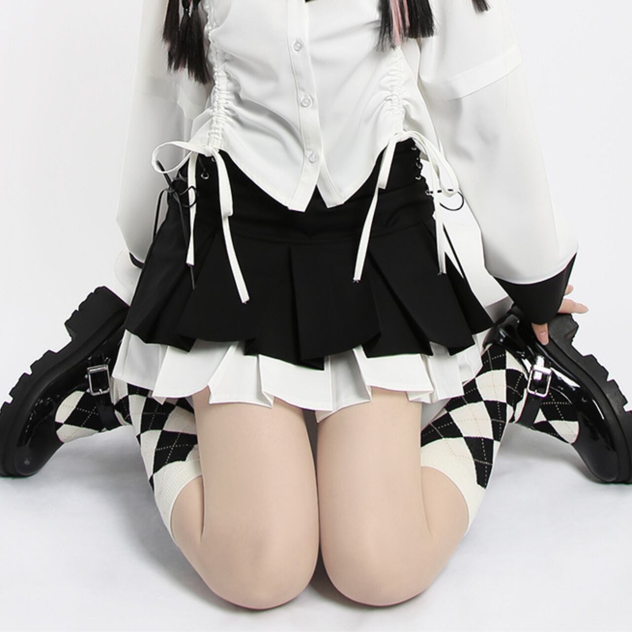 サイドリボンプリーツスカート　2color　1127