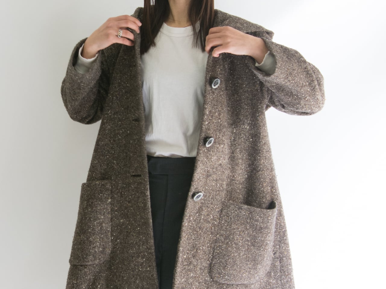 【miss chloe】 nep tweed foodie coat (ミスクロエ フード付 アウターコート  ) 1c