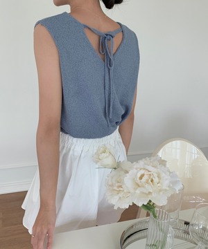 fountain tank top(ivory/blue/beige)