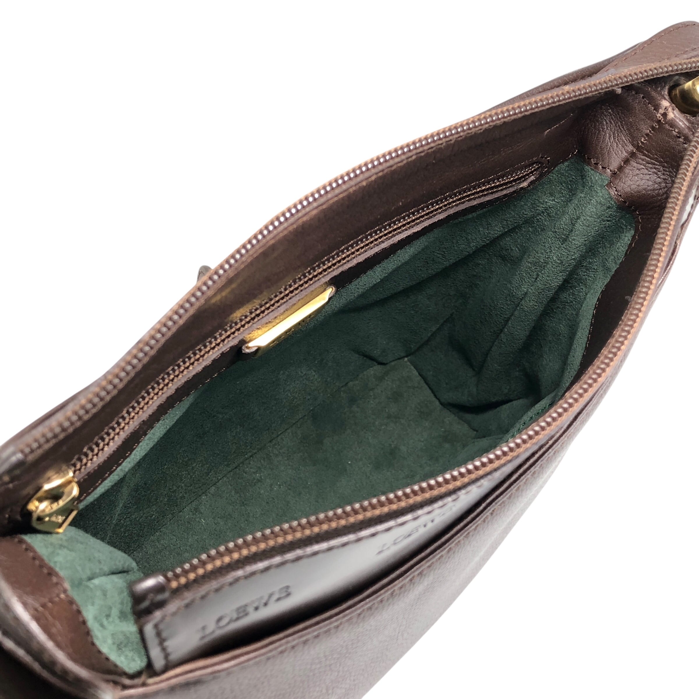 LOEWE ロエベ ショルダーバッグ ブラウン ロゴ レザー コンビレザー