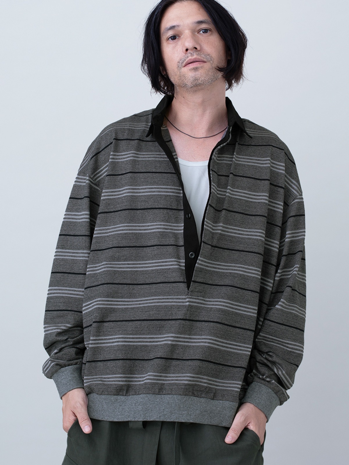 EGO TRIPPING (エゴトリッピング) GLOWSTRIPE RAGER ラガーシャツ / moku,CH BORDER×BK ...