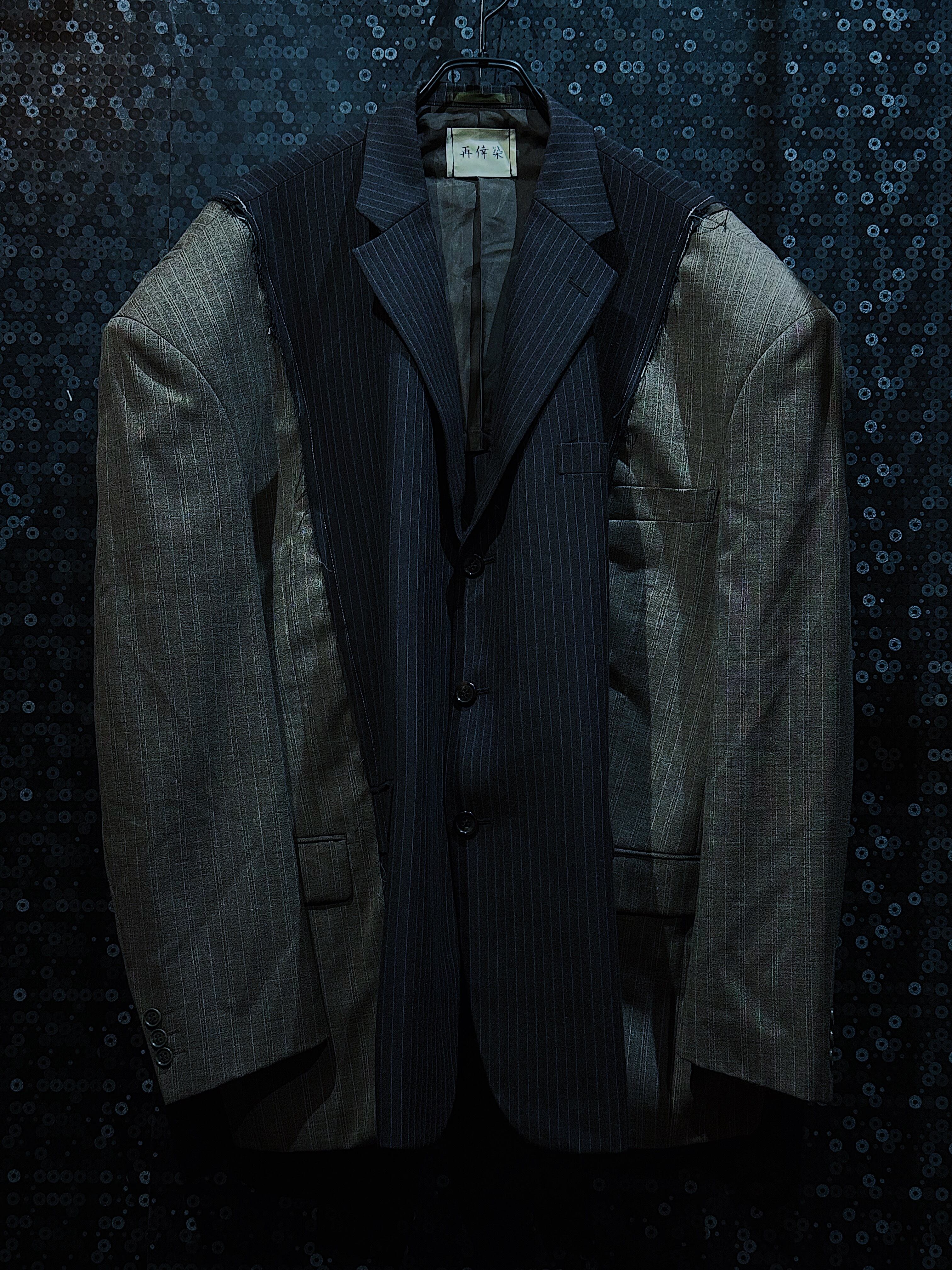 【ÆIEM】"再倖築"vintage stripe double docking tailored jacket