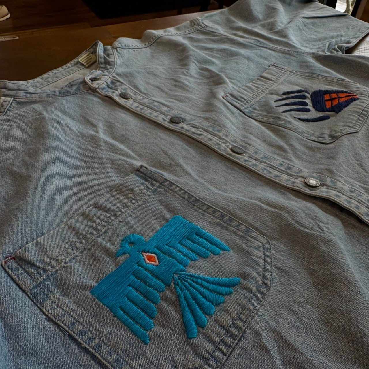 ナスングワム【Nasngwam】Indian motif Denim Shirt　Lサイズ - 4