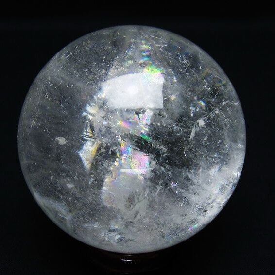 水晶 丸玉 虹入り 71mm スフィア 置物 水晶玉 一点物 151-8808