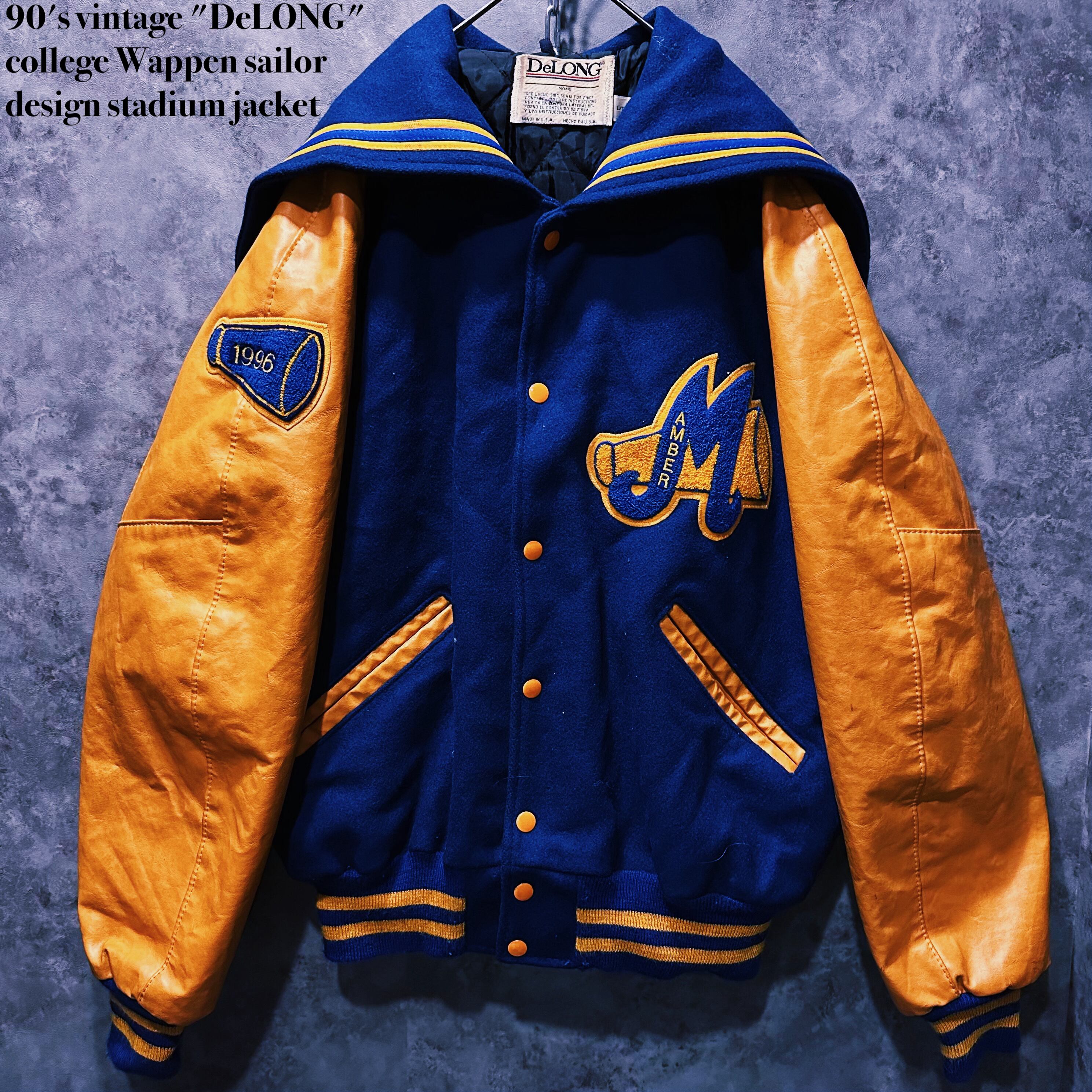 【doppio】90's vintage "DeLONG" college Wappen sailor design stadium jacket
