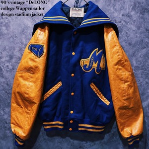 【doppio】90's vintage "DeLONG" college Wappen sailor design stadium jacket