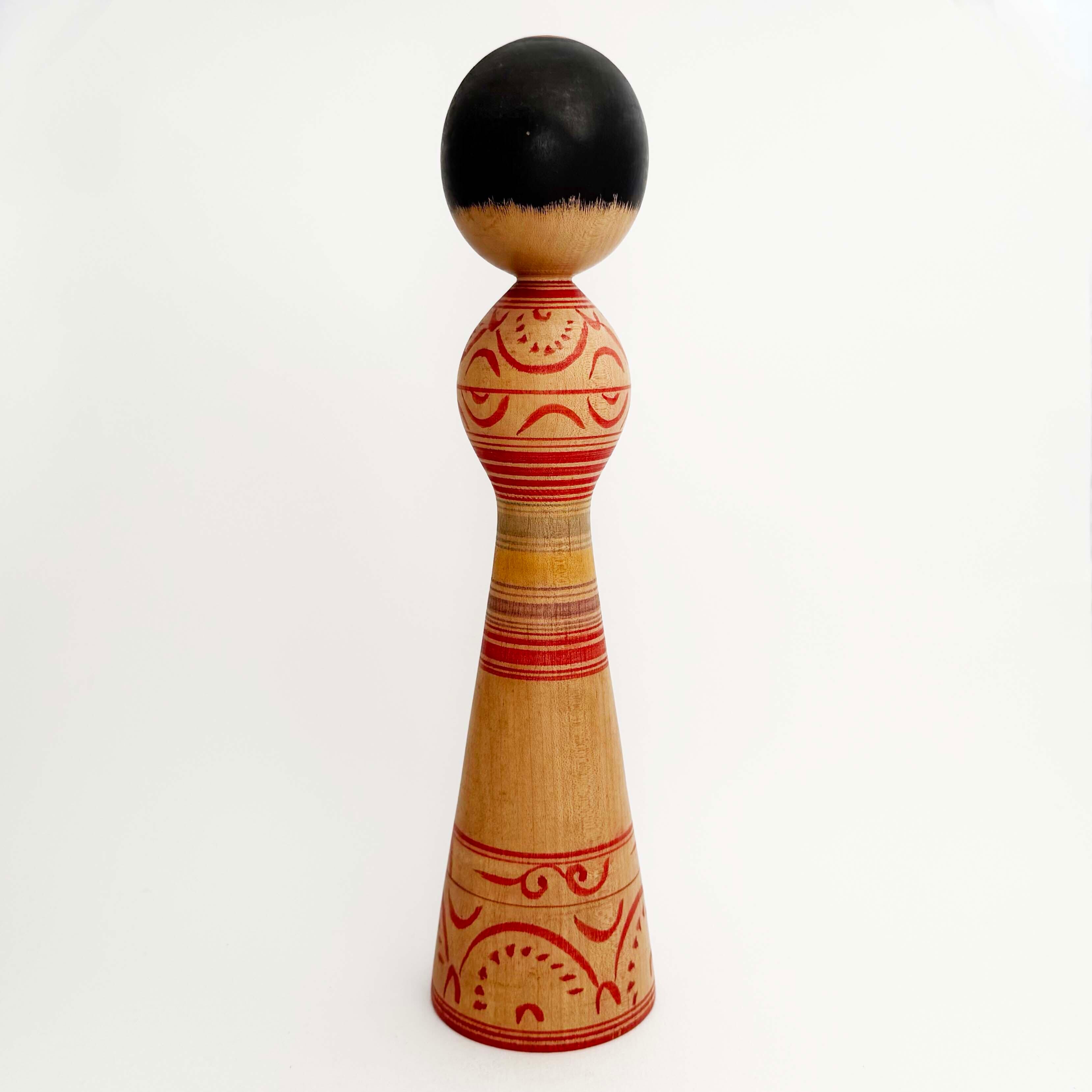 だるま柄こけし（津軽系始祖 / 盛秀太郎工人）31cm C