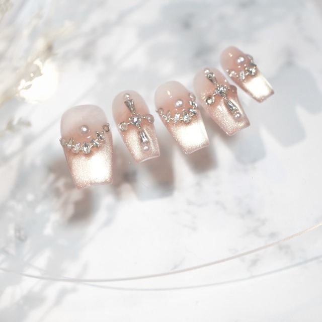 #C4 ミディアム バレリーナ／NZ003 繰り返し使えるネイルチップ