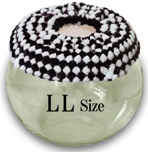 【LLサイズ】ブラック×ホワイト　チンチラ　デグー　砂浴び容器　飛び散り防止　ブラッシング効果  Chinchilla's glass ball for dust bath [LLsize] fluffy ring is [ black×white color] .
