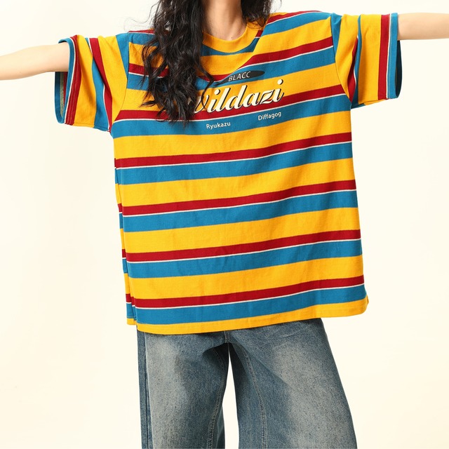 colorful border logo tee　カラフルボーダーロゴティー　J0085