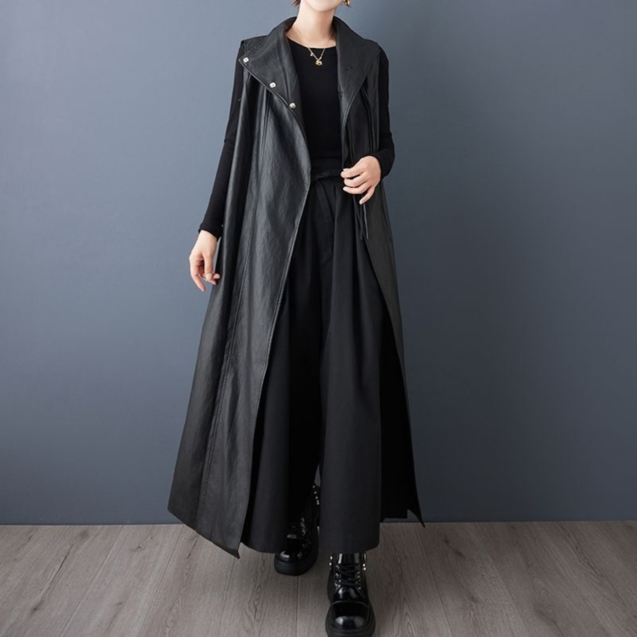 ロング丈 ブラック ベスト 60044