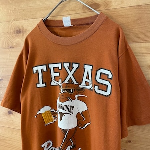 【MJ SOFFE COMPANY】80s USA製 プリント Tシャツ シングルステッチ イラスト ヴィンテージ Texas Mサイズ US古着 アメリカ古着