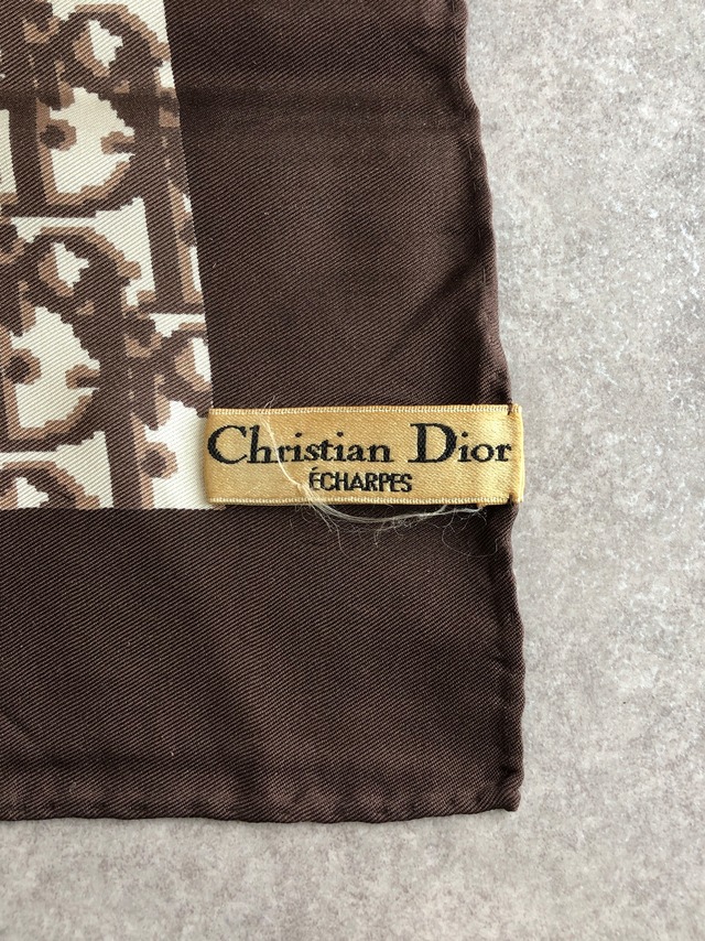 Christian Dior クリスチャン ディオール トロッター スカーフ ブラウン SILK100% vintage ヴィンテージ オールド 7eak6f