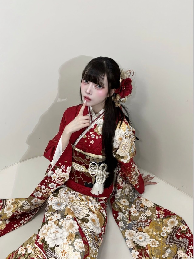 18 hanakanzashi Black Velour Ribbon & Grand Rouge Collection