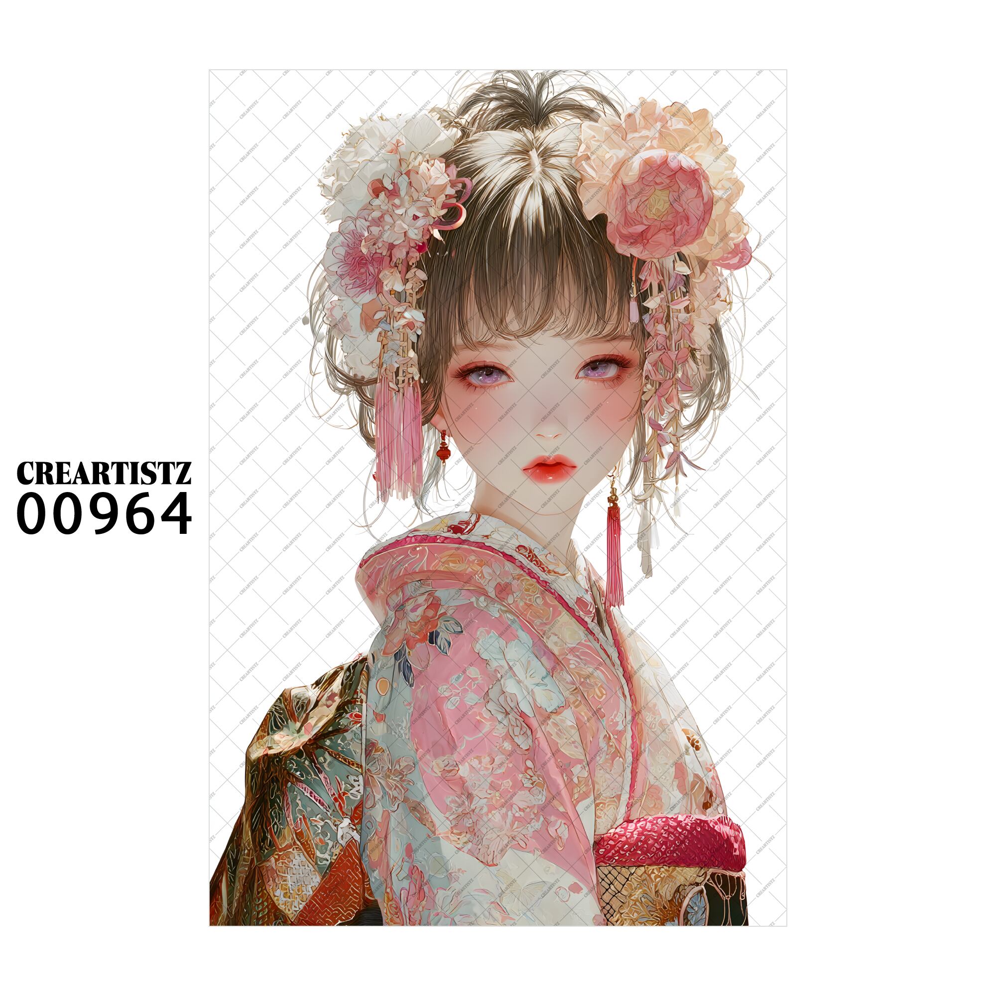 00964 ガール キュート オリジナル ペーパー/ステッカー 4枚セット CREARTISTZ