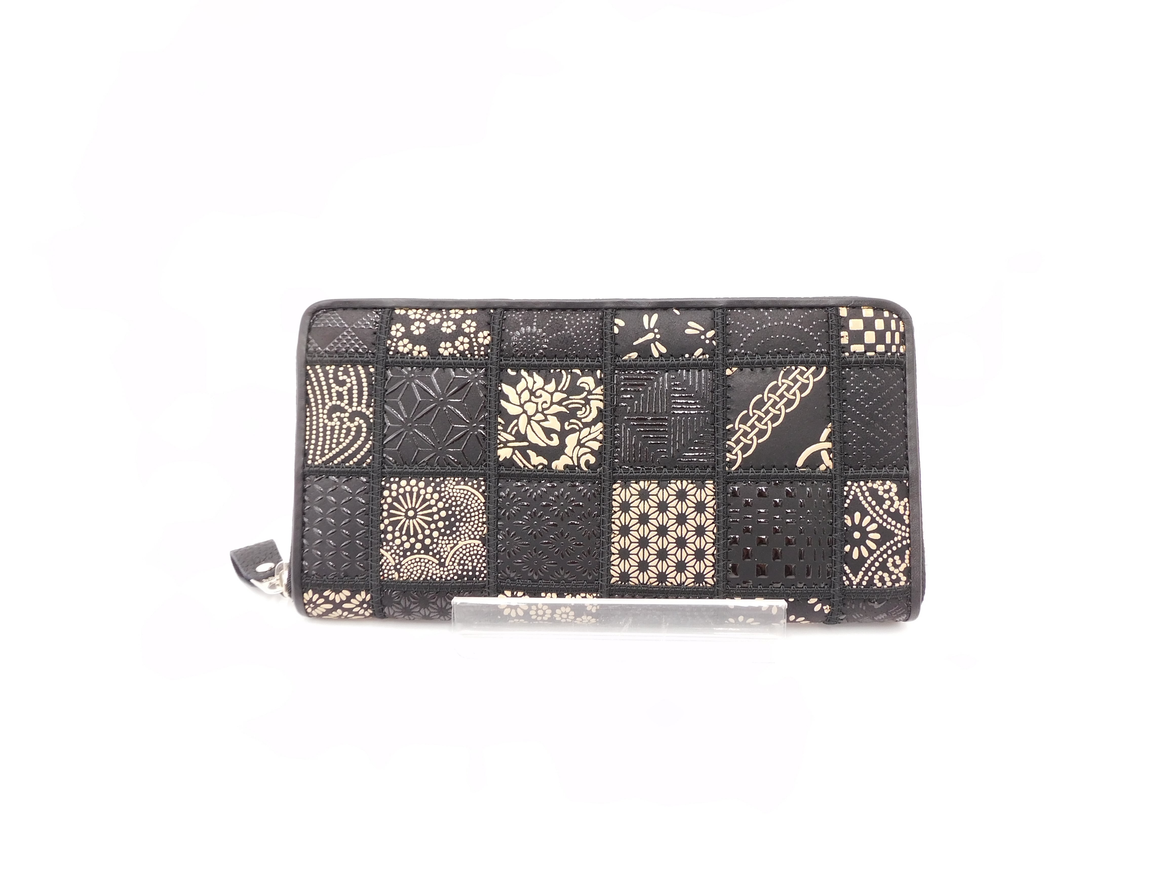 パッチワーク印傳 ラウンド長財布 モノトーン | 浅草前川印傳｜公式