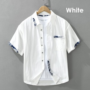 【M-3XL】Pattern Accent Short Sleeve Shirt / パターン アクセント 半袖 シャツ