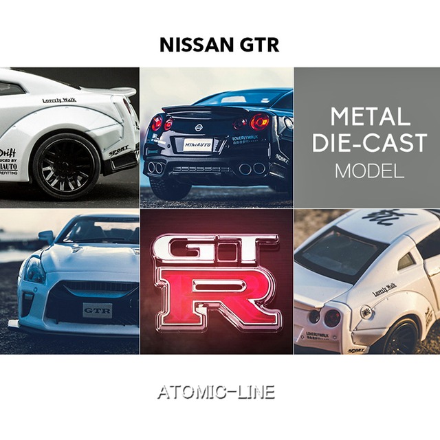 NISSAN 日産 GTR R-35 ニスモ NISMO 1/32 ミニカー 全6色 ライト点灯 エンジンサウンド 模型 合金モデル