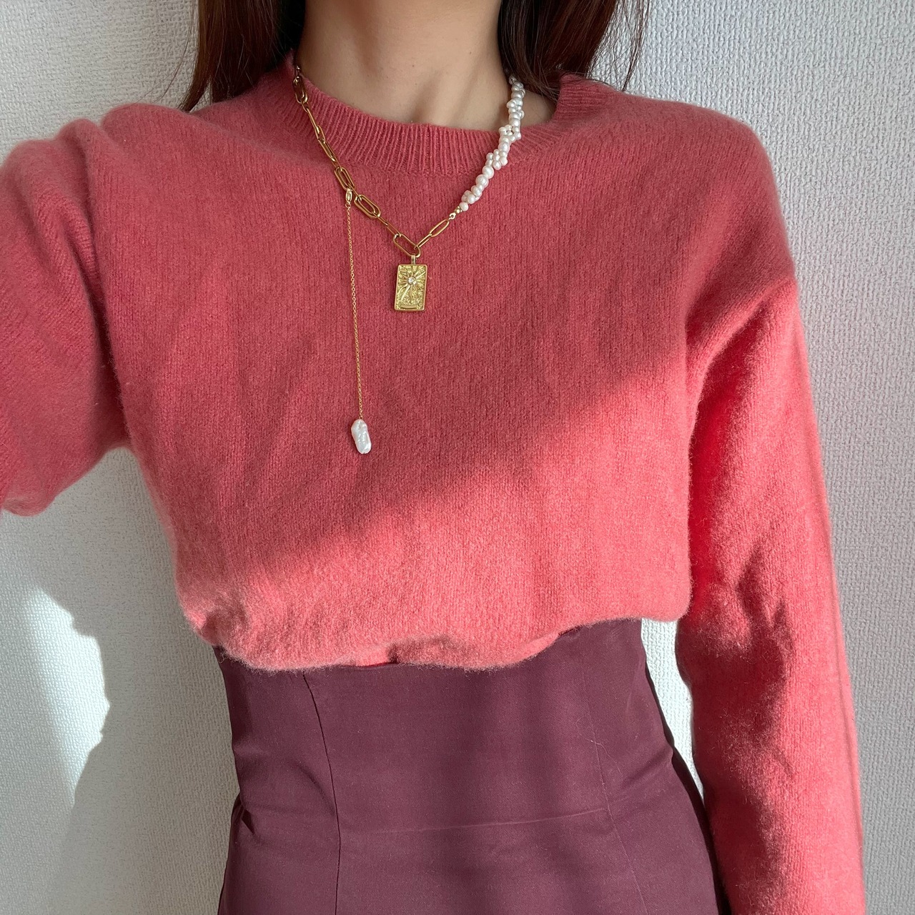 [取り外しロングチャーム］お花パール × チェーン　［GSN27］