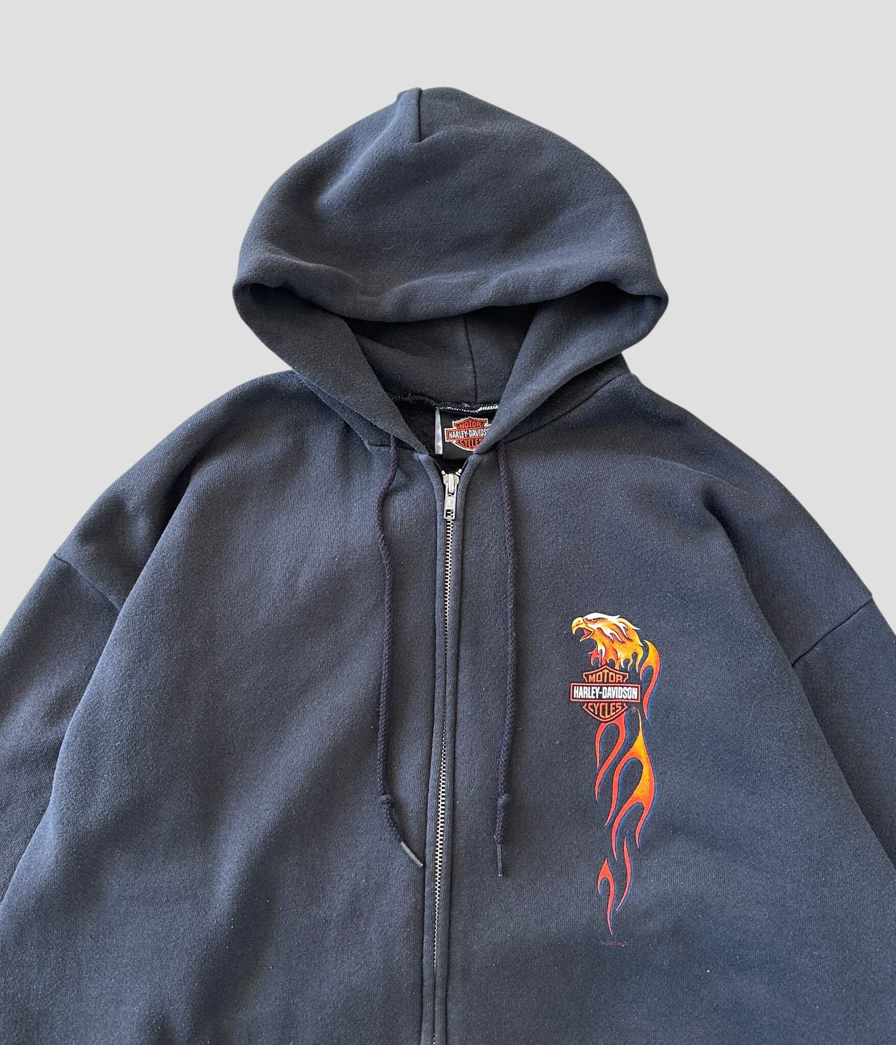 Harley Davidson- Vintage 00s XL Print Zip Hoodie made in USA