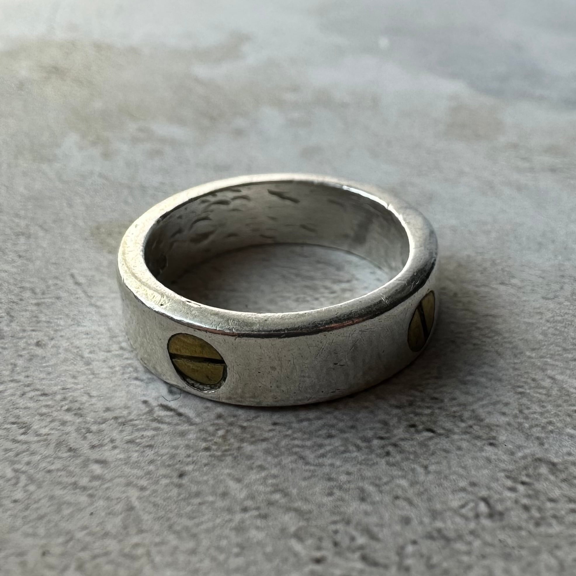Vintage Rivet Design Ring Silver925 Size8.5 Made in Mexico