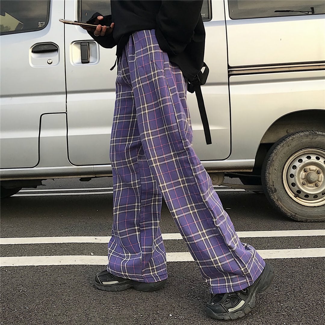 パープルワイドチェックパンツ / HWG221 | HiGHWAY-G パープルワイドチェックパンツ / HWG221 | HiGHWAY-G
