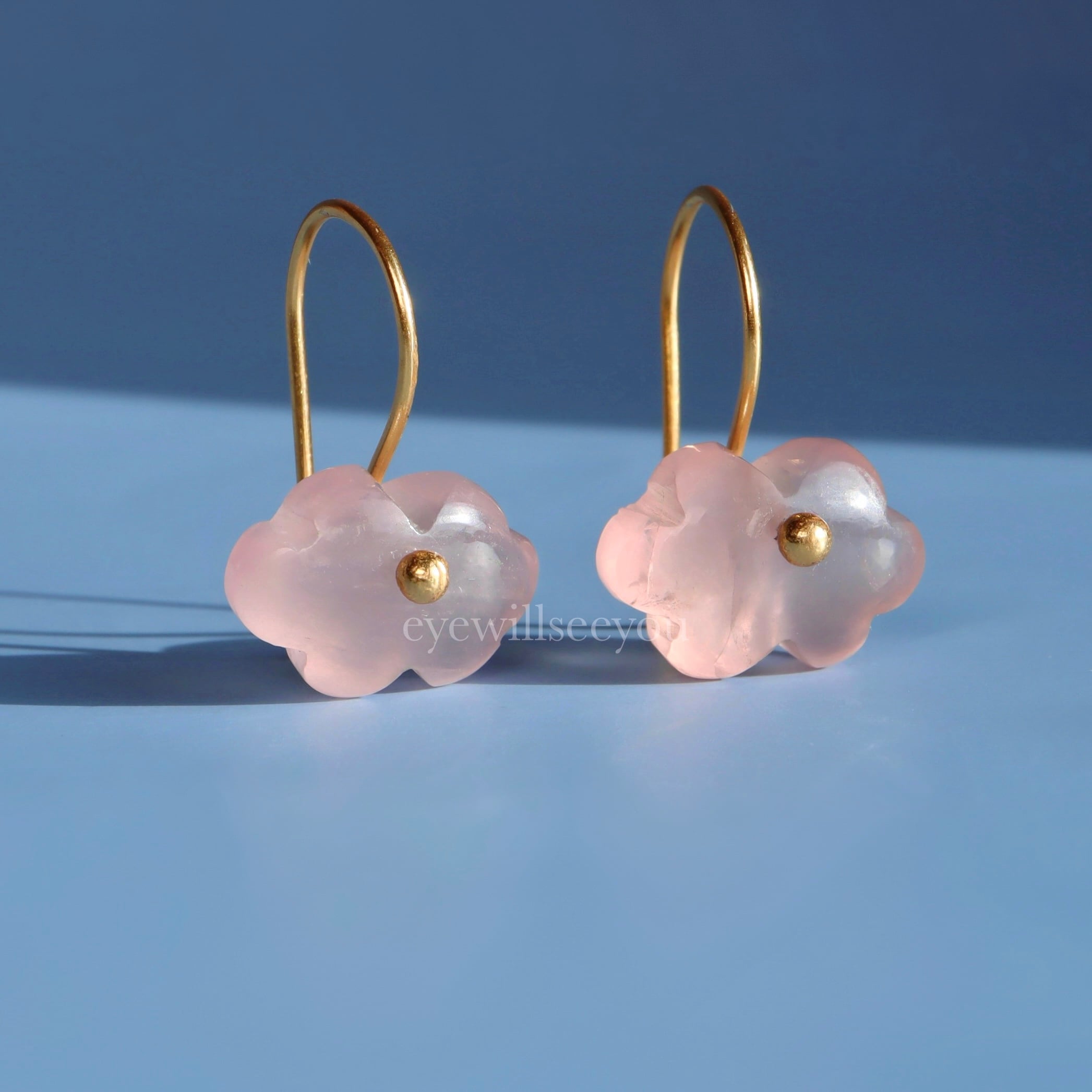 再入荷）Rose quartz cloud earrings ローズクォーツ クラウドピアス