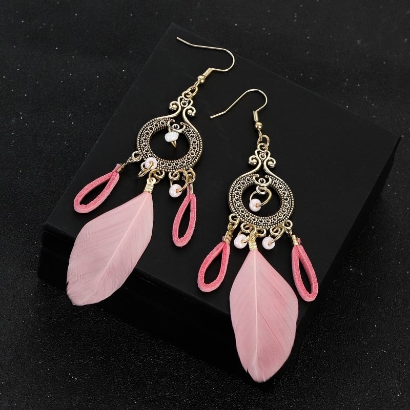 フックピアス アンティーク風 ボヘミアン 揺れる 民族風ピアス