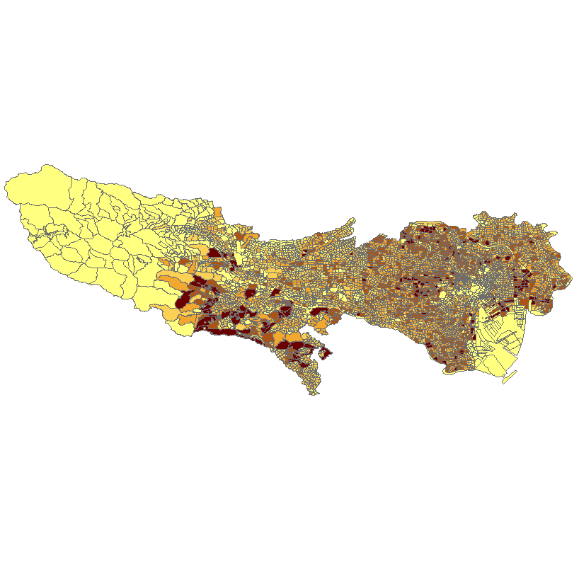 GISデータ　東京都の人口と世帯数（世界測地系緯度経度・ShapeFile）
