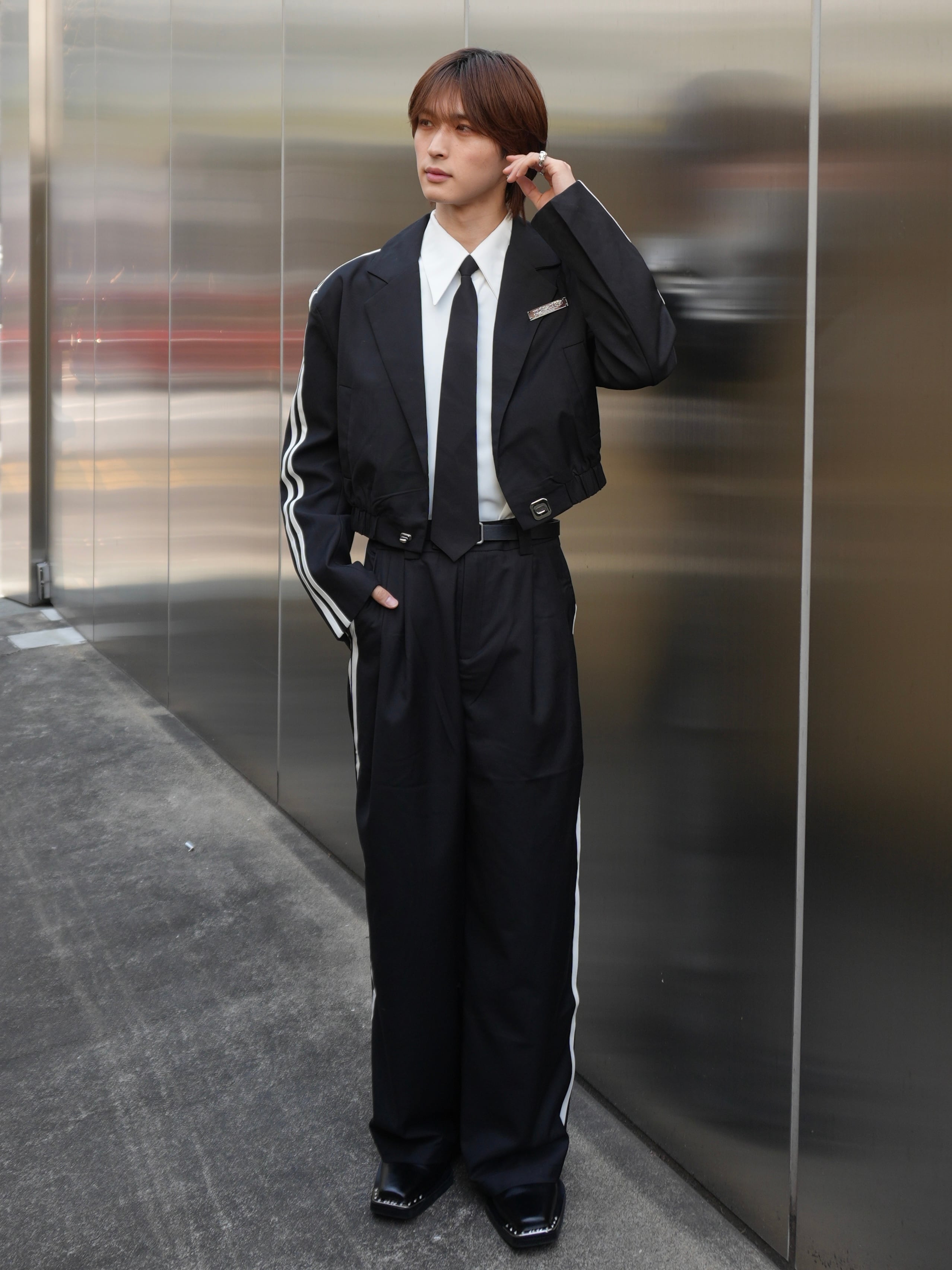 ALUDE SELECT】line short jacket set up(2color) | 【ALUDE】韓国