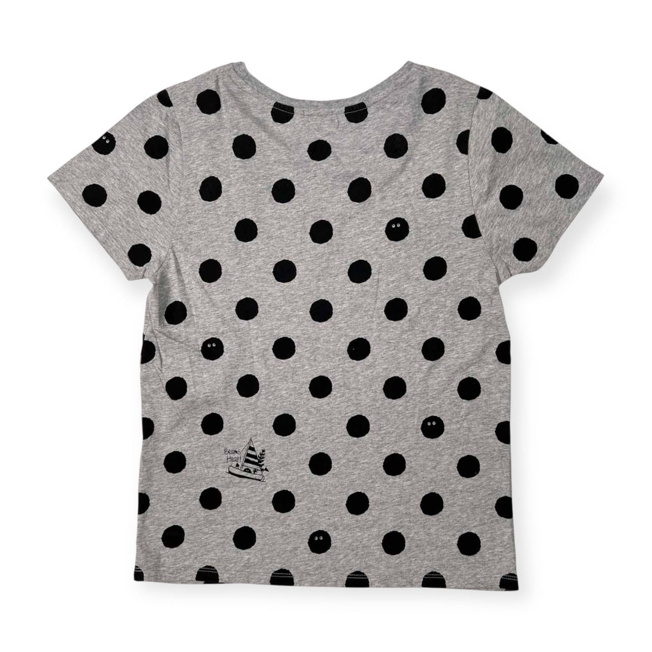 BEAMS ビームス ハート ドット 水玉 総柄 半袖Tシャツ カットソー サイズ M /グレー×ブラック/男女でも